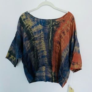 Raquel Allegra Silk Tie Dye Pop-Over Top